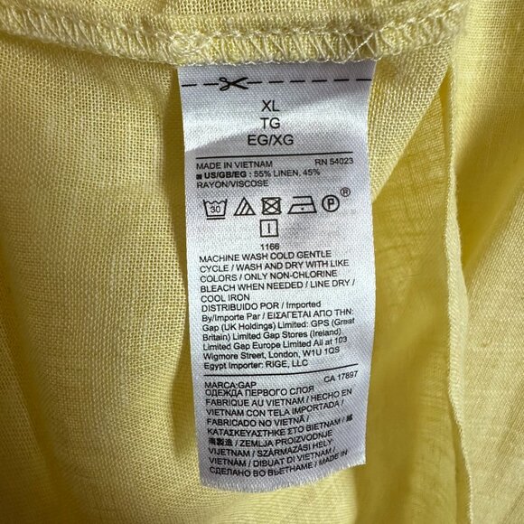 Women's XL Gap Pastel Yellow Linen Blend Split Neck Peasant Boho Blouse NWT - Picture 8 of 9